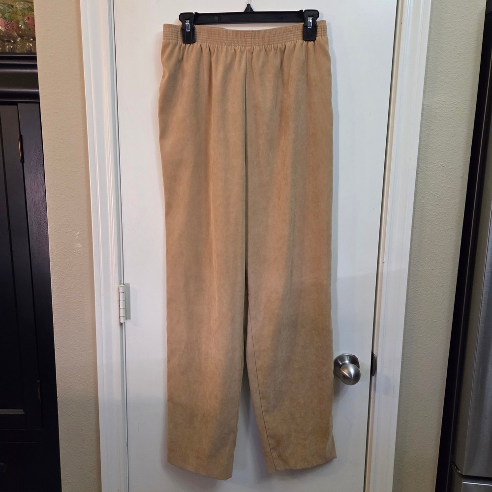 Allison Daley Womens 10 Tan Elastic Waist Pull On Straight Leg Trousers Pants